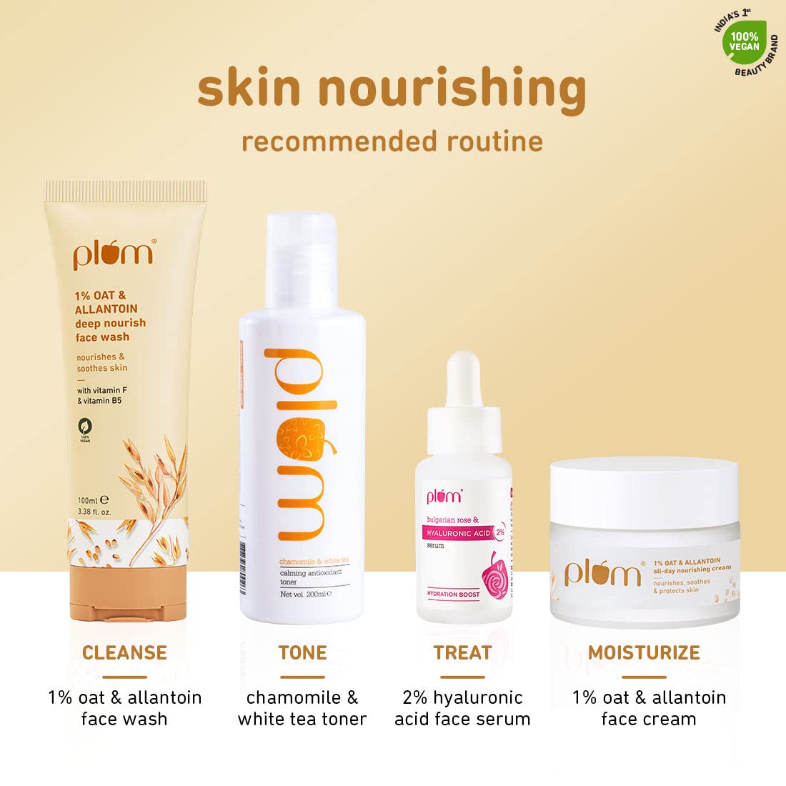 Plum 1% Oat & Allantoin Deep Nourish Face Wash | with Vitamin F & B5 | Nourishes & Soothes Skin | Restores Skin Barrier | Non-drying | 100% Vegan | 100 ml