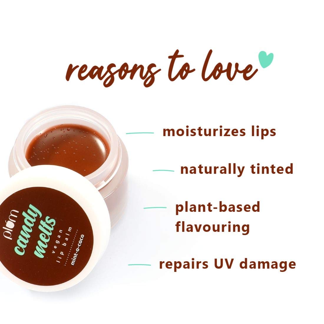 Plum Candy Melts Vegan Lip Balm | Mint-o-Coco | With Natural UV Protection, Ultra Moisturization & Added Shine for Lips | 100% Cruelty Free