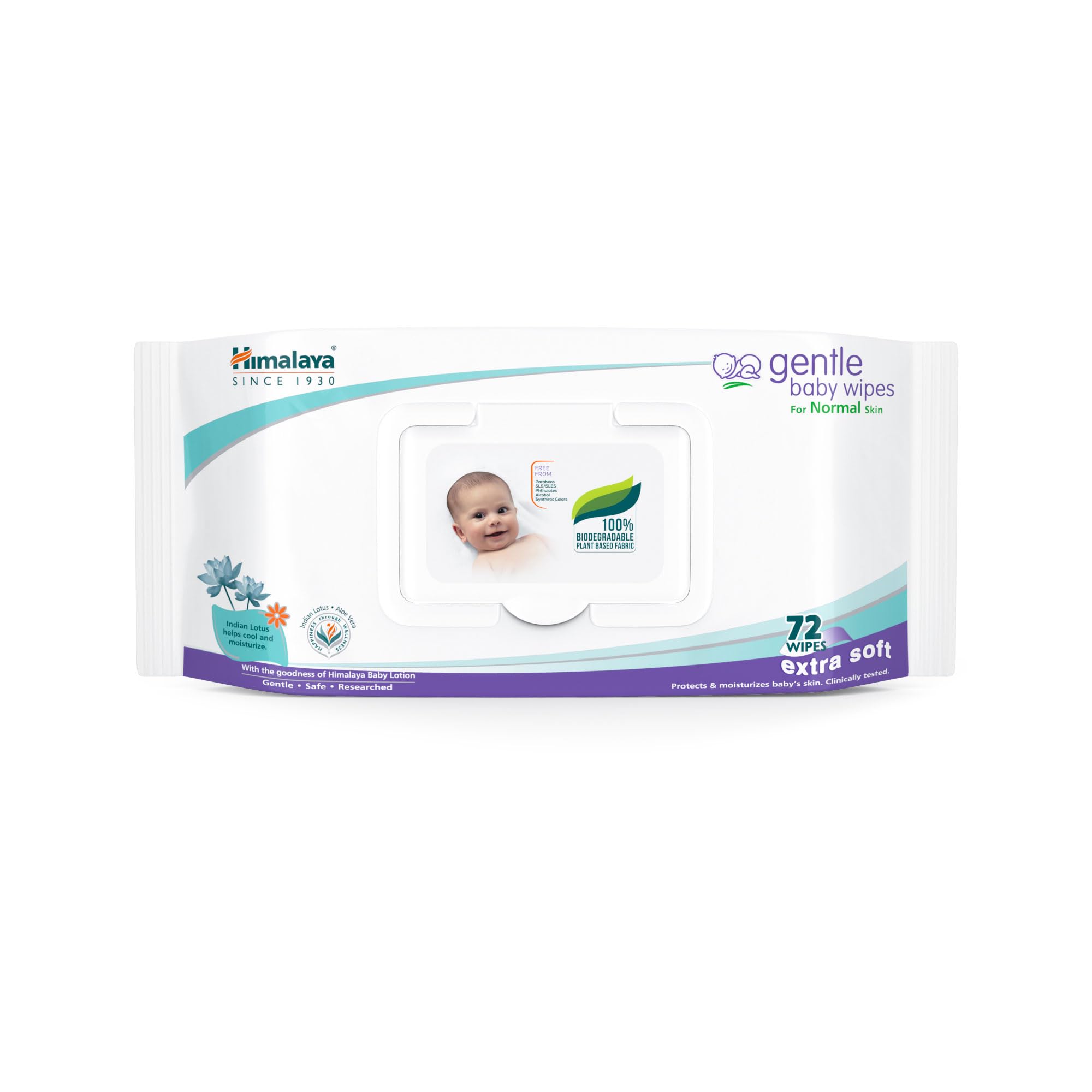 Himalaya Gentle Baby Wipes, 72 Wipes