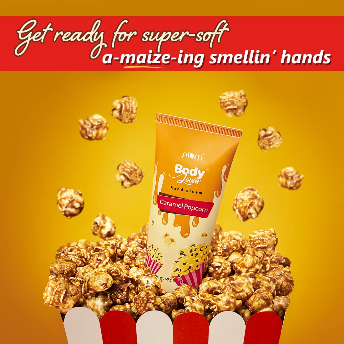 Plum BodyLovin' Caramel Popcorn & Chill Gift Kit | Body Wash | Hand Cream | Scented Candle | Gift Set | Valentine's Day Gift