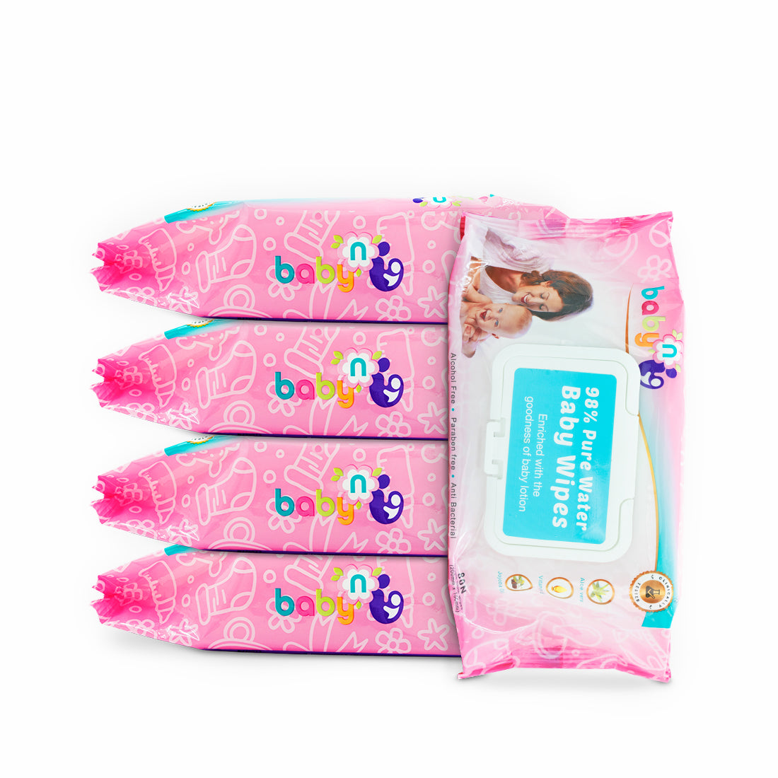 98% Pure Water Baby Wipes - Pack of 5