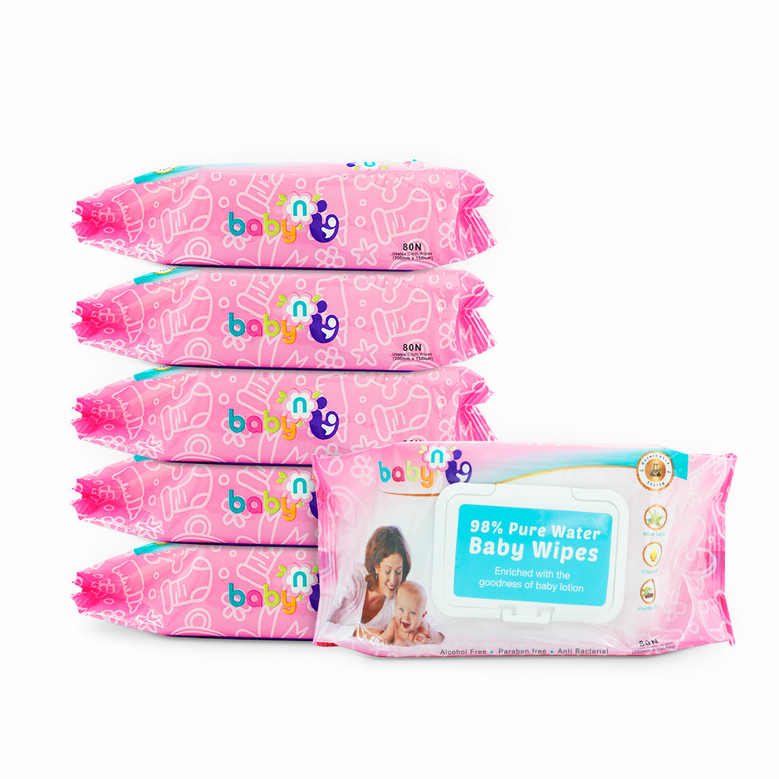 98% Pure Water Baby Wipes - Pack of 6