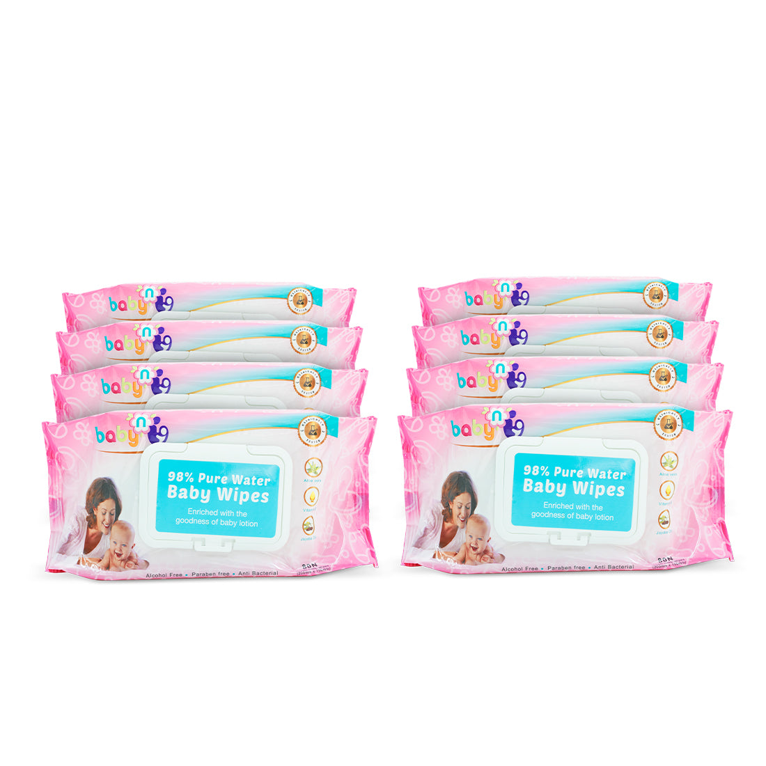98% Pure Water Baby Wipes - Pack of 8